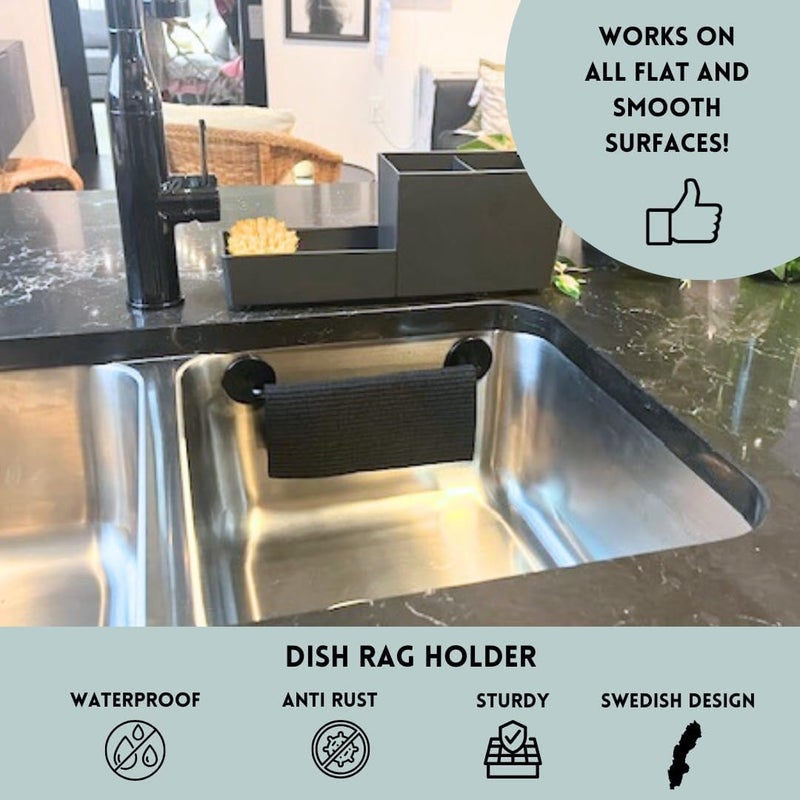 STEYDA Black Steel Dish Cloth Rail for Kitchen, Towel Holder for All Types of Sinks and Flat Smooth Surfaces - Image 3